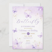 紫色の私たちの小さな蝶は1つの金ゴールドを回している 招待状 (正面)
