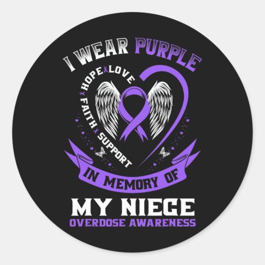 紫色の私の息子の薬物過剰摂取認識度 ラウンドシール (正面)