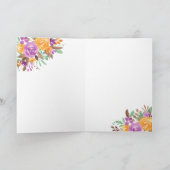 紫色の秋フローラハッピーバースデー写真 カード (内部)