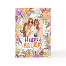 紫色の秋フローラハッピーバースデー写真