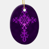 紫色の種族のゴシック様式十字 セラミックオーナメント (裏面)