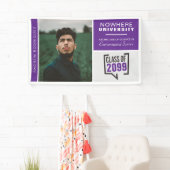 紫色の箱と写真卒業バナー 横断幕 (インサイチュ)