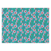 紫色の紅花と蝶のパターン テーブルクロス (正面(横))