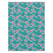 紫色の紅花と蝶のパターン テーブルクロス (正面)