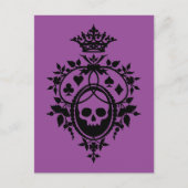 紫色の紋付きスカルとカードスーツのはがき ポストカード (正面)