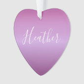 紫色の紫と白カスタムのスクリプト オーナメント (正面)