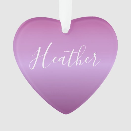 紫色の紫と白カスタムのスクリプト オーナメント (正面)