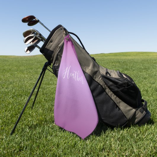 紫色の紫と白カスタムのスクリプト ゴルフタオル (グリーン)