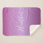 紫色の紫と白カスタムのスクリプト シェルパブランケット (正面(横))