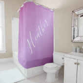 紫色の紫と白カスタムのスクリプト シャワーカーテン (インサイチュ)