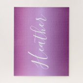 紫色の紫と白カスタムのスクリプト ジグソーパズル (縦)