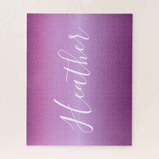 紫色の紫と白カスタムのスクリプト ジグソーパズル (縦)