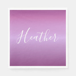 紫色の紫と白カスタムのスクリプト スタンダードランチョンナプキン