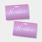 紫色の紫と白カスタムのスクリプト バッジ (正面＆裏面)
