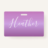 紫色の紫と白カスタムのスクリプト バッジ (裏面)