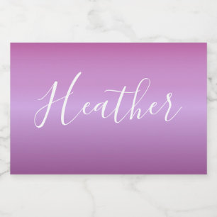 紫色の紫と白カスタムのスクリプト フードラベル