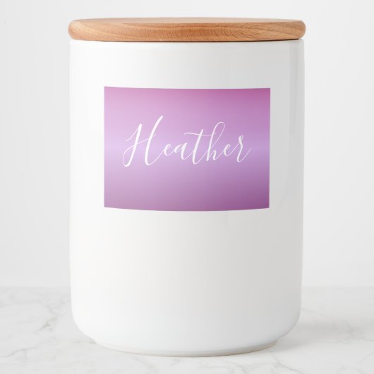 紫色の紫と白カスタムのスクリプト フードラベル (正面)