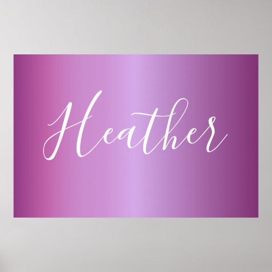 紫色の紫と白カスタムのスクリプト ポスター (正面)