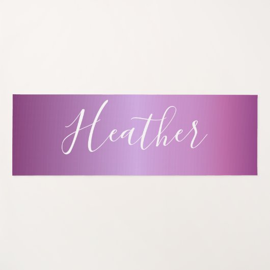 紫色の紫と白カスタムのスクリプト ヨガマット (正面(横))
