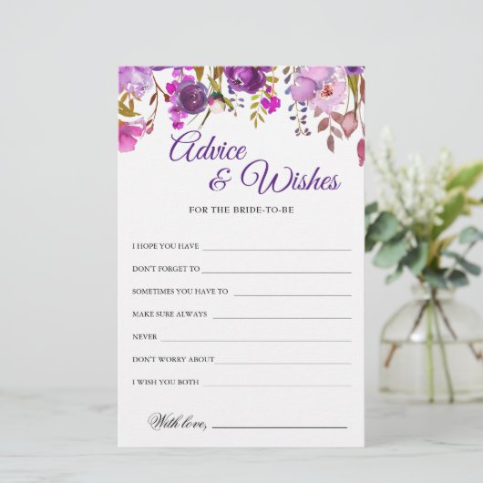 紫色の紫の牡丹フローラアドバイスとウィッシュカード (スタンド正面)