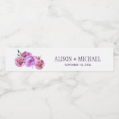 紫色の紫の赤面フローラブーケ結婚式パーティー ペットボトルラベル (シングルラベル)