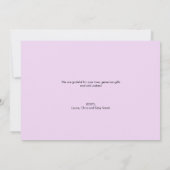 紫色の紫カスタム色の赤ちゃん女の子の写真コラージュ サンキューカード (裏面)