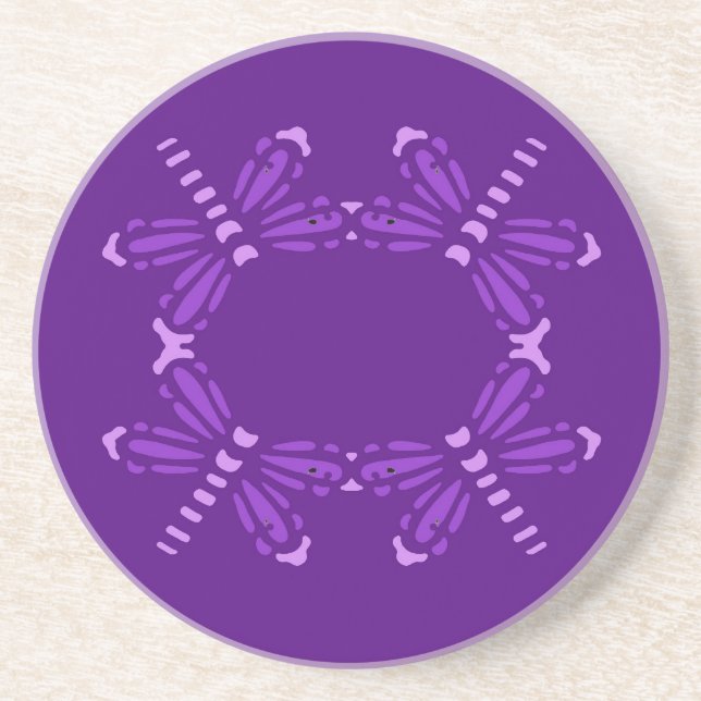 紫色の紫色のトンボ、飲み物のコースター コースター (正面)