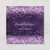 紫色の紫色のプロファイル写真のqrコード スクエア名刺 (正面)