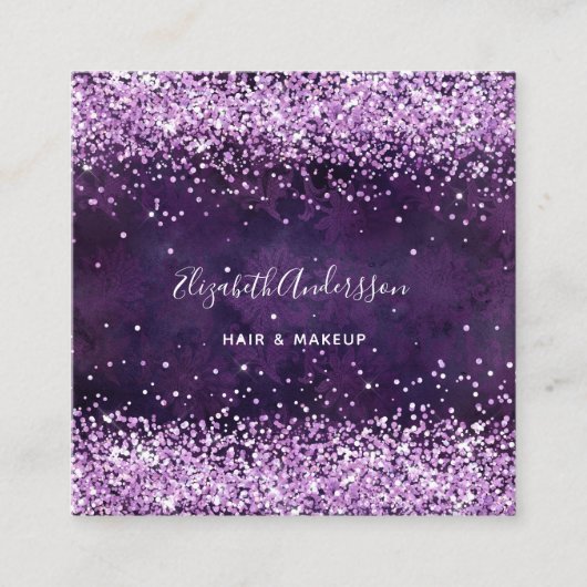 紫色の紫色のプロファイル写真のqrコード スクエア名刺 (正面)