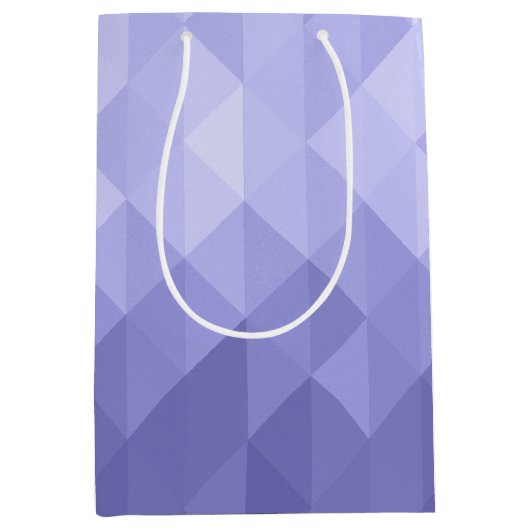紫色の紫色の三角形の幾何学的な正方形 ミディアムペーパーバッグ (正面)