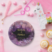 紫色の紫色の宝石用原石の新郎新婦の結婚式 ペーパープレート (パーティー)