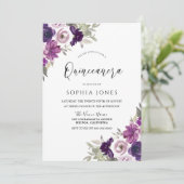 紫色の紫色の水の色の花キンセアニェラパーティー 招待状 (スタンド正面)