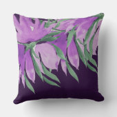 紫色の紫色の水色の花の手色彩の鮮やか形 クッション (裏面)