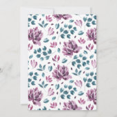 紫色の紫色の牡丹の水彩結婚式 招待状 (裏面)