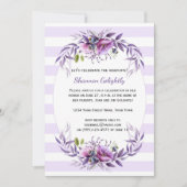 紫色の紫色の花々ストライプのグラードパーティー 招待状 (正面)