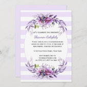 紫色の紫色の花々ストライプのグラードパーティー 招待状 (正面/裏面)