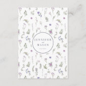 紫色の紫色の花の開花結婚の詳細カード エンクロージャーカード (裏面)