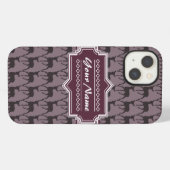 紫色の紫色の鹿のパーソナライズされた名前 iPhoneケース (裏面横)