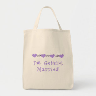 紫色の結婚のTシャツおよびギフト トートバッグ