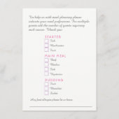 紫色の結婚ピンク色の花のカスケードメニューのオプション エンクロージャーカード (裏面)