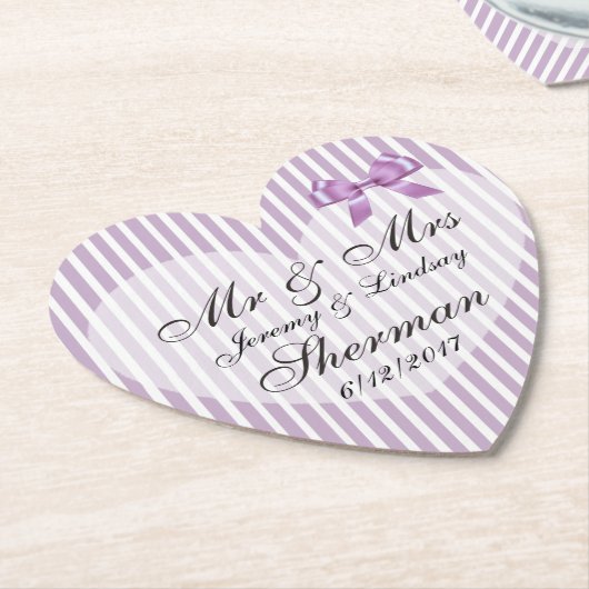 紫色の結婚式のパーソナライズなカスタムの紙のコースター ペーパーコースター (アングル)