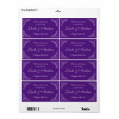 紫色の結婚式のパーティーの好意ウォーターボトルラベル ラベル (フルシート)