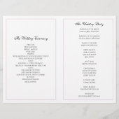 紫色の結婚式のプログラムを折った。教会の儀式 (裏面)