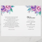 紫色の結婚式のプログラムを折った。薄紫花 (正面)