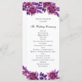 紫色の結婚式のプログラム。水彩花式 プログラム (正面/裏面)