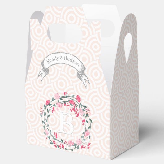 紫色の結婚式の引き出物ボックスの写真モノグラム名 フェイバーボックス (オープン)