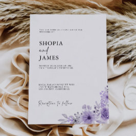 紫色の結婚式の招待テンプレート 招待状