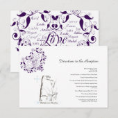 紫色の結婚式の方向の言語の愛 エンクロージャーカード (正面/裏面)