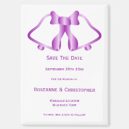 紫色の結婚式の日付を保存するマグネットベルリボン マグネット