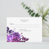 紫色の結婚式rsvpフローラ返信フラワーレスポンス 出欠カード (スタンド正面)